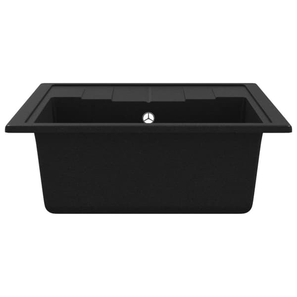 vidaXL Diskho med bräddavlopp oval svart granit