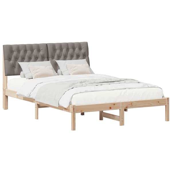 vidaXL Sängram med Vadderad Sänggavel Brun 150 x 200 cm