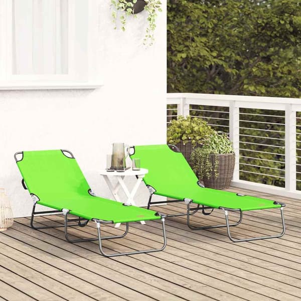 vidaXL Hopfällbar solstol 2 pcs Grön 188 x 57 x 86,5 cm Polyester