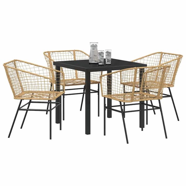 vidaXL Hage Spisegruppe 5 pcs Brun polyrotting