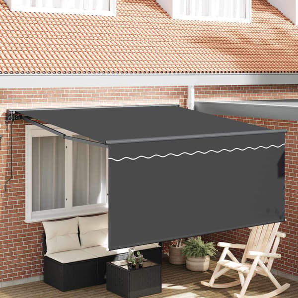 vidaXL Utfällbar markis Antracit 350 x 250 cm Polyester och aluminium