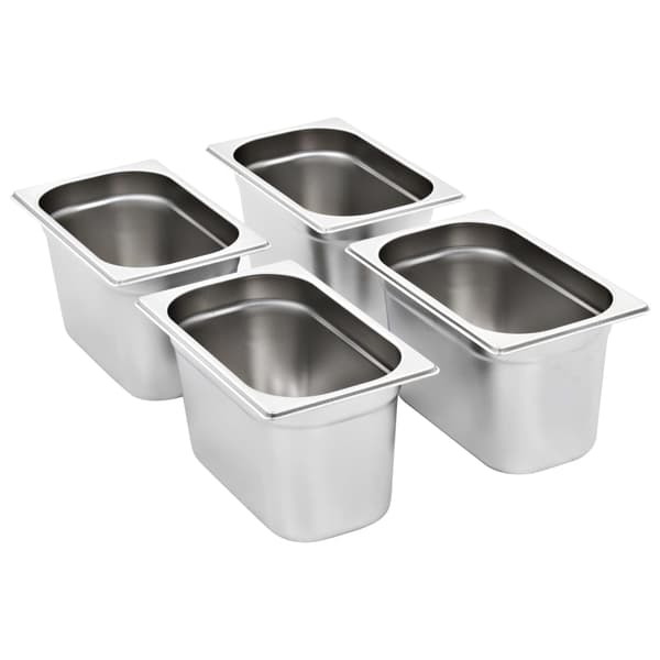 vidaXL Gastronormbeholdere 4 stk GN 1/4 150 mm rustfritt stål