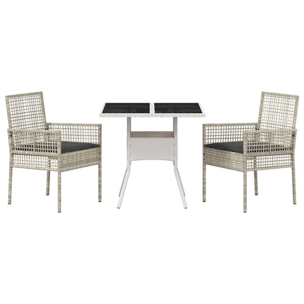 vidaXL Trädgårdsmöbelset 3 pcs Ljusgrå konstrotting