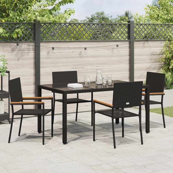 vidaXL Hage Spisegruppe 5 pcs Svart polyrotting