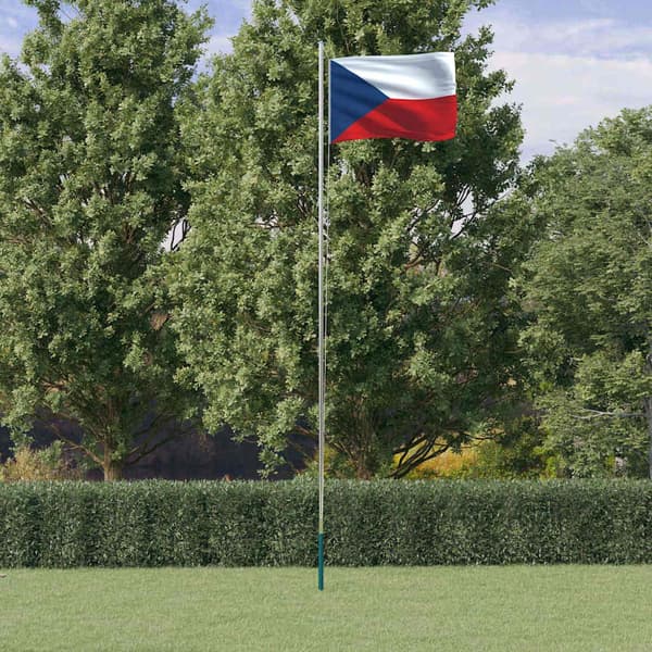 vidaXL Tsjekkisk flagg og stang 6,08 m aluminium