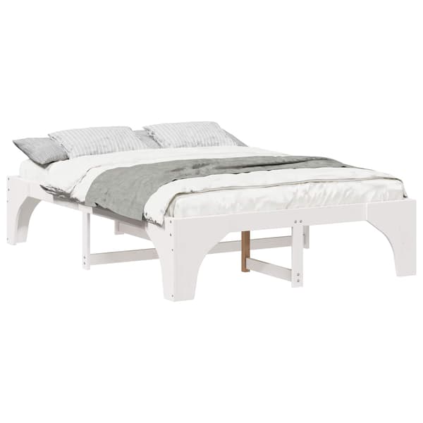 vidaXL Sängram Vit 160 x 200 cm Massiv furu