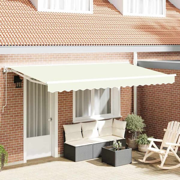 vidaXL Markisram Kräm 350 x 200 cm Polyester med PU-beläggning