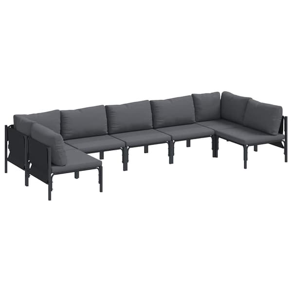 vidaXL Hagesofa Set med pute 7 pcs Svart Stål