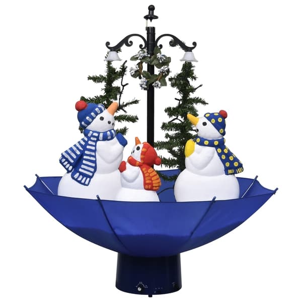 vidaXL Julgran med snö och paraplybas blå 75 cm PVC