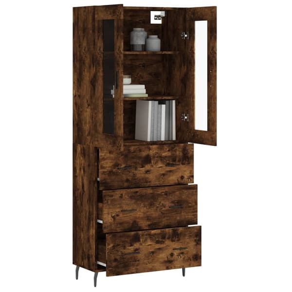 vidaXL Highboard røkt eik 69,5x34x180 cm konstruert tre