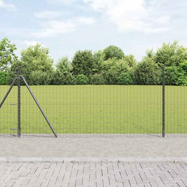 vidaXL Gjerde med stolpe Grå 0,8 x 25 m Stål og PVC