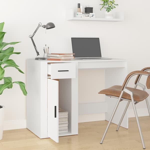 vidaXL Skrivebord hvit 100x49x75 cm konstruert tre
