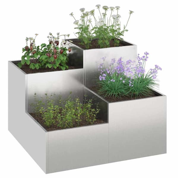 vidaXL Hageblomsterpotte sølv 80 x 80 x 60 cm Rustfritt stål