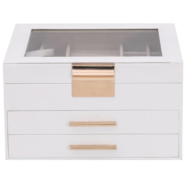 vidaXL Smyckeskrin 3-lagers vit 23x20,5x14 cm