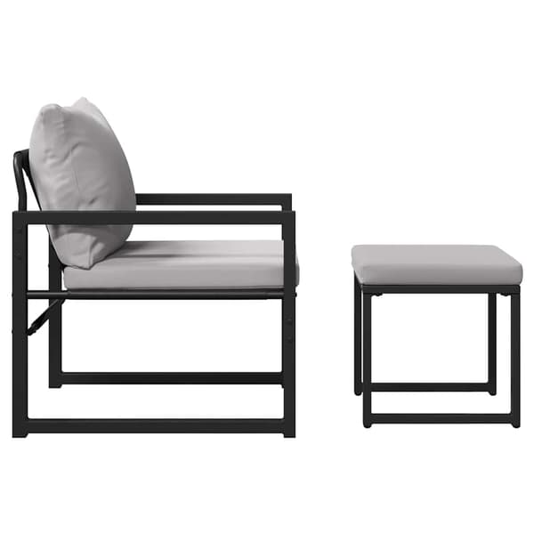 vidaXL Trädgårdsmöbler med kudde med kudde 4 pcs Ljusgrå Polyester