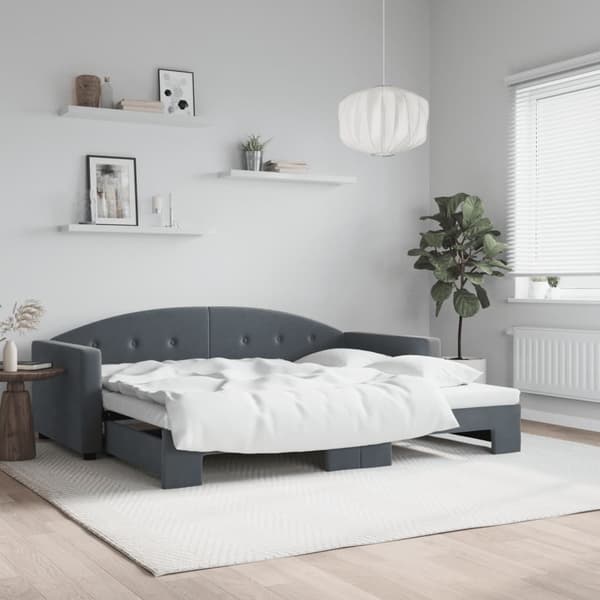vidaXL Dagbädd utdragbar mörkgrå 90x190 cm sammet