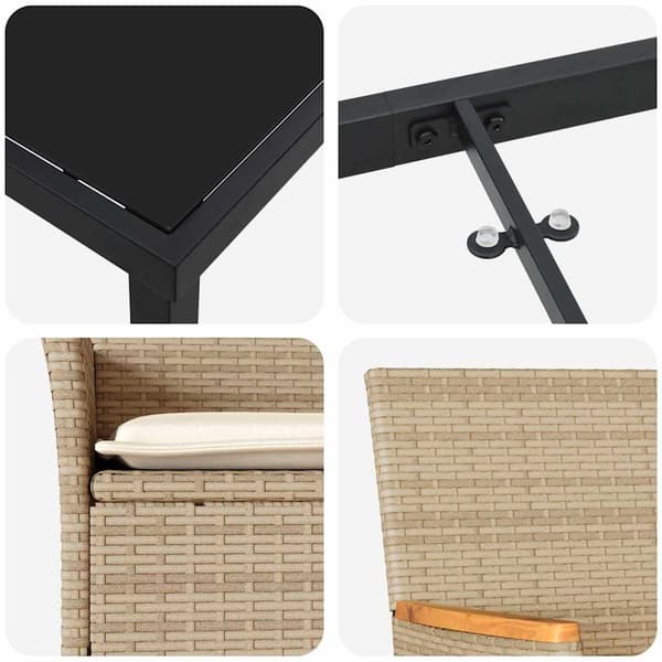 vidaXL 5-delad Trädgårdsmöbel Set med Kuddar Beige Poly Rattan