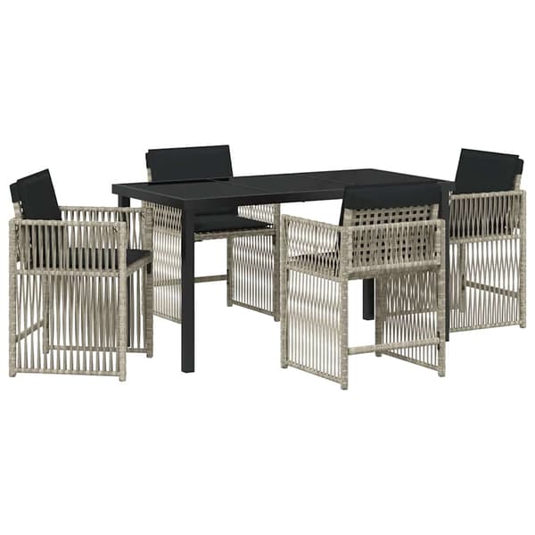 vidaXL Hage Spisegruppe 5 pcs Lysegrå polyrotting