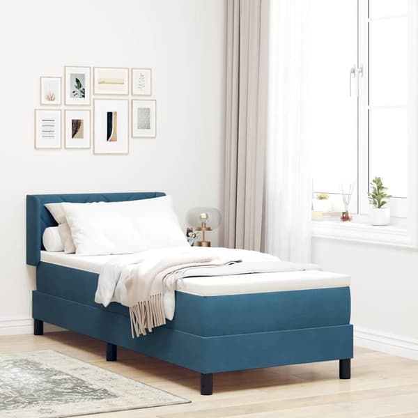 vidaXL Bäddfjäder med madrass Mörkblå 200 x 80 cm Sammet