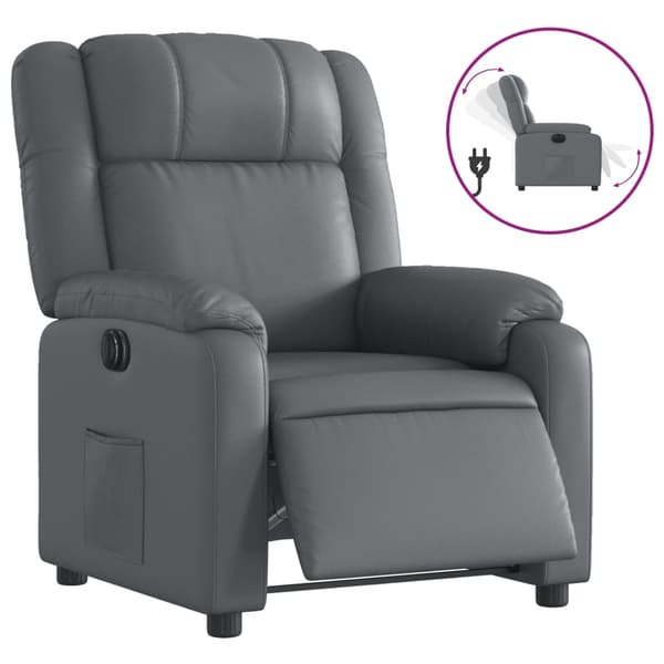 vidaXL Elektrisk reclinerfåtölj grå konstläder