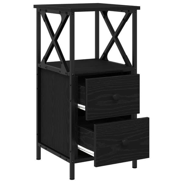 vidaXL Sängbord Svart ek MDF, Metall Medium Sängbord Rektangulär