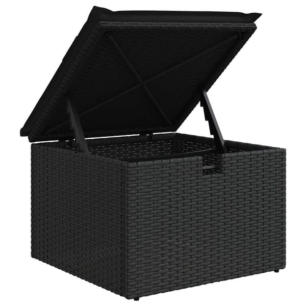 vidaXL Trädgårdsoffset med kudde 4 pcs Svart Poly rattan