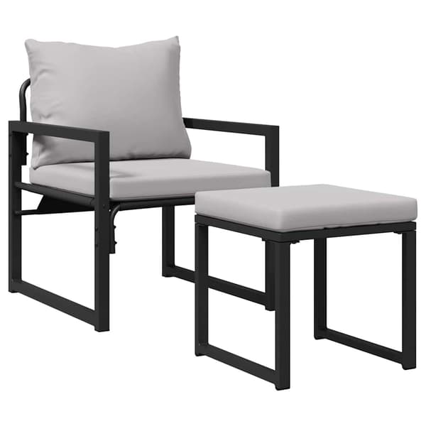 vidaXL Trädgårdsmöbler med kudde med kudde 4 pcs Ljusgrå Polyester