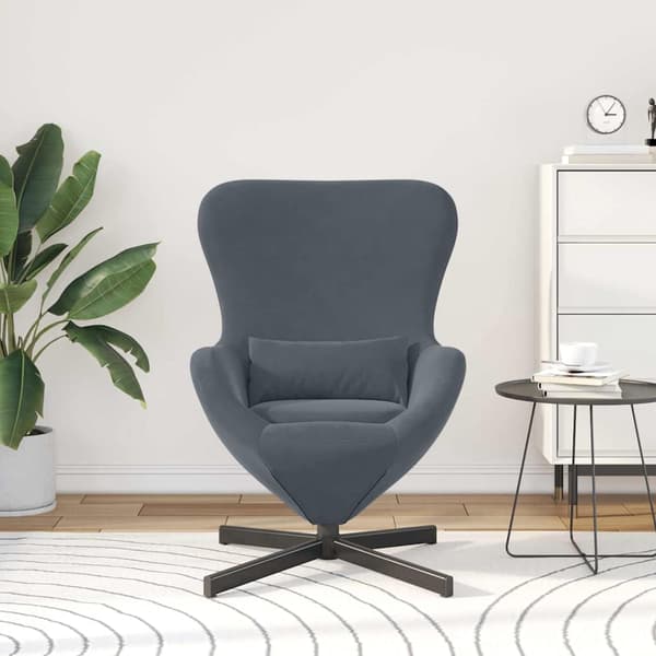 vidaXL Äggfåtölj Mörkgrå 63 x 73 x 90 cm Sammet