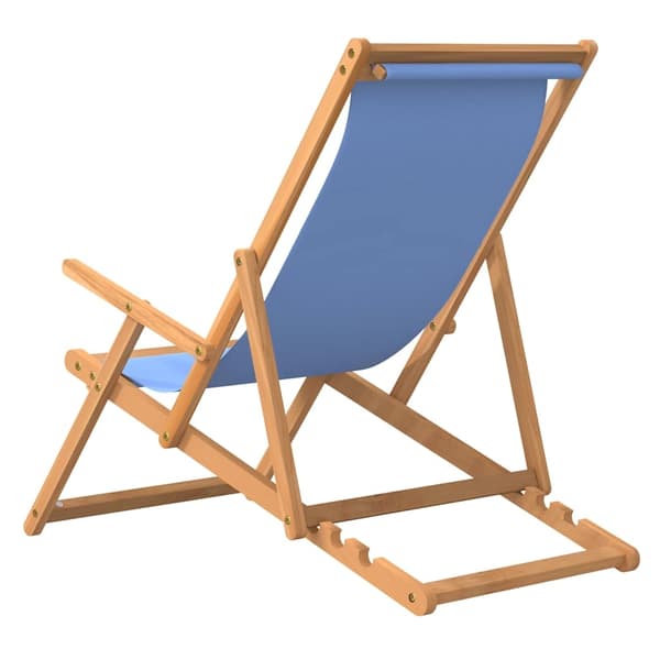 vidaXL Hopfällbar strandstol massiv teak blå