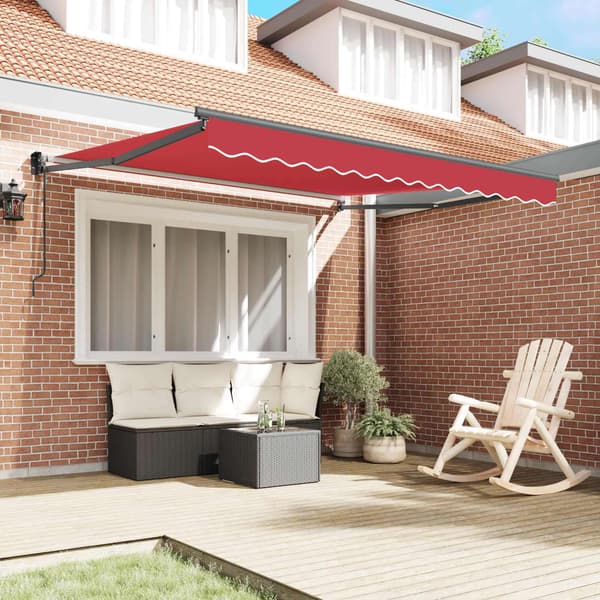 vidaXL Utfällbar markis Röd 350 x 250 cm Polyester och aluminium