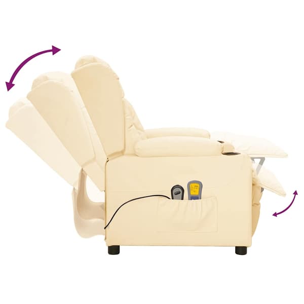 vidaXL Elektrisk massagefåtölj gräddvit konstläder