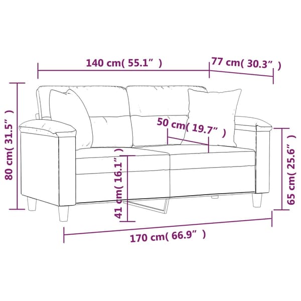 vidaXL 2-sits soffa med prydnadskuddar gräddvit 140 cm konstläder