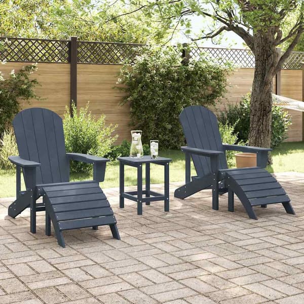 vidaXL Hage Stol 3 pcs Havblå Polyethylen
