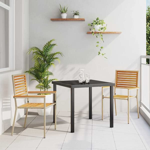 vidaXL Trädgårds stapelbara stolar 2 pcs Brun och beige