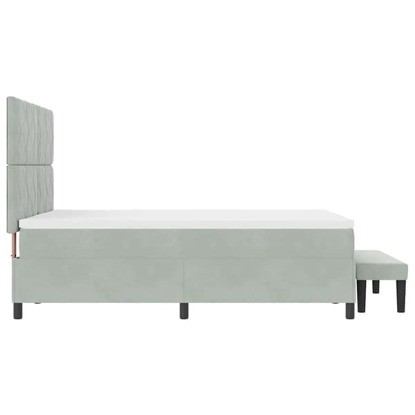 vidaXL Bäddfjäder med madrass Ljusgrå 140 x 200 cm Sammet