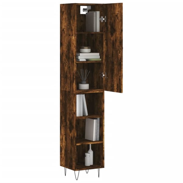 vidaXL Highboard røkt eik 34,5x34x180 cm konstruert tre