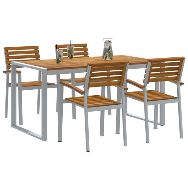 vidaXL Trädgårdsmöbelset 5 pcs Grå Massivt Akaciaträ
