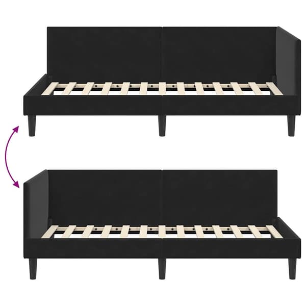 vidaXL Hörnssängram Svart 90 x 200 cm Sammet