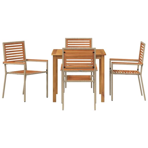 vidaXL Hage Spisegruppe 5 pcs Beige Solid akasietre