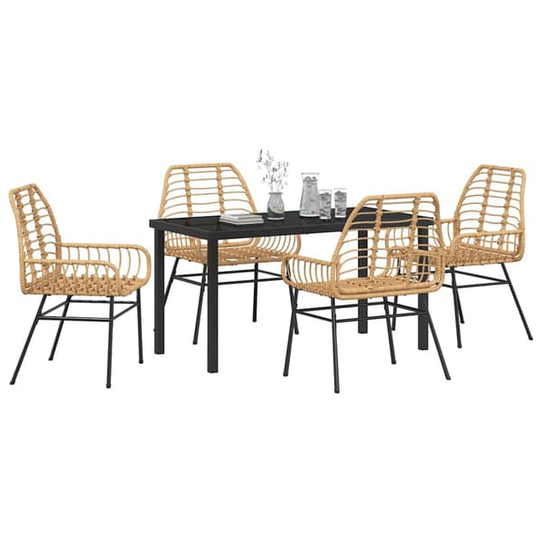 vidaXL Hage Spisegruppe 5 pcs Brun polyrotting