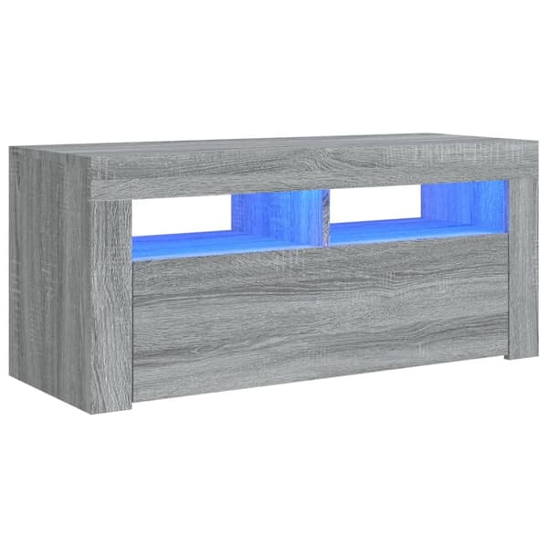 vidaXL TV-benk med LED-lys grå sonoma 90x35x40 cm