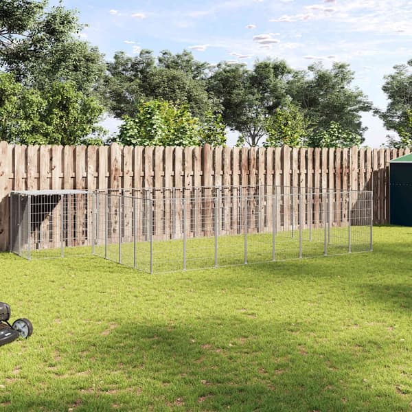 vidaXL Hundegård sølv 15,73 m² stål