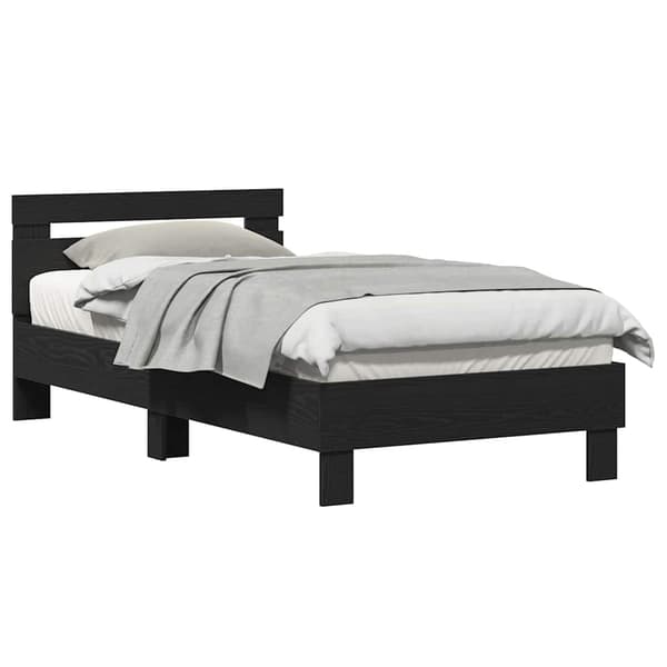 vidaXL Sengestel med hodegjerde Svart eik 90 x 190 cm Konstruert tre