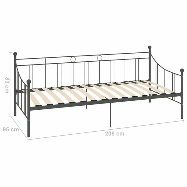vidaXL Ram till dagbädd grå metall 90x200 cm