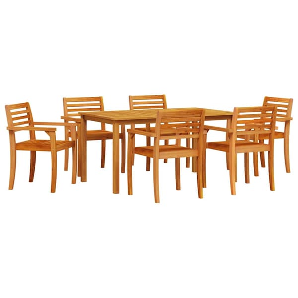 vidaXL Hage Spisegruppe 7 pcs Brun Solid akasietre