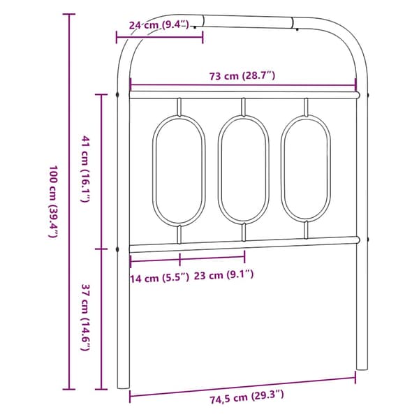 vidaXL Ersättningsgavel metall vit 75 cm