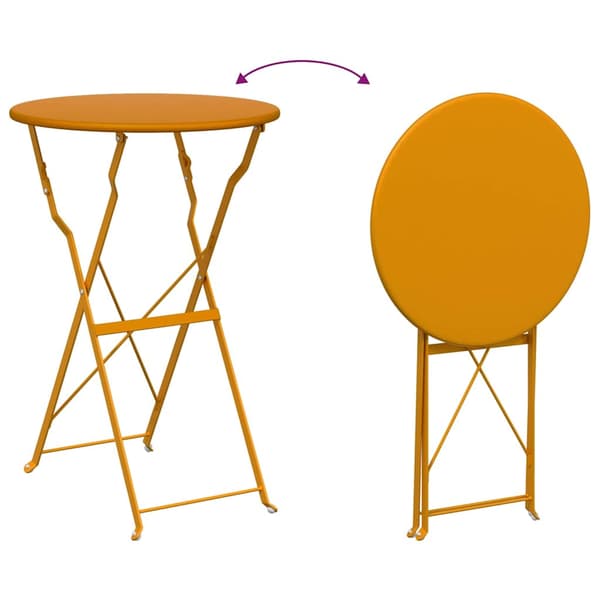 vidaXL Sammenleggbart Bistrosett 3 pcs Sennepsgul Stål