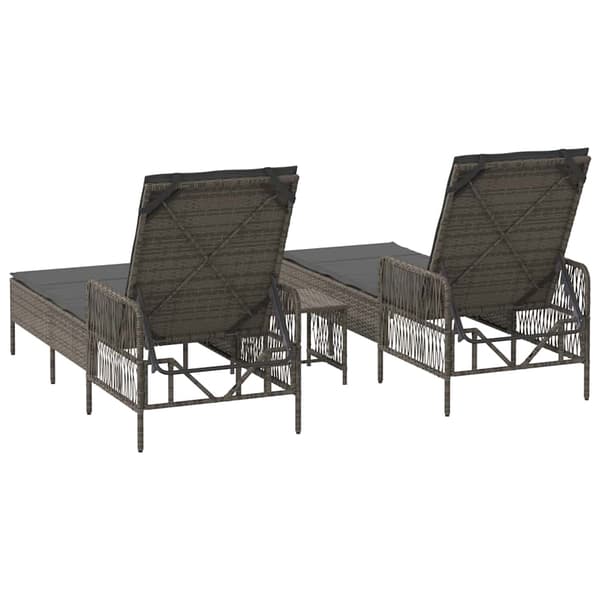 vidaXL Solstol Reclining med kudde 3 pcs Grå och mörkgrå konstrotting