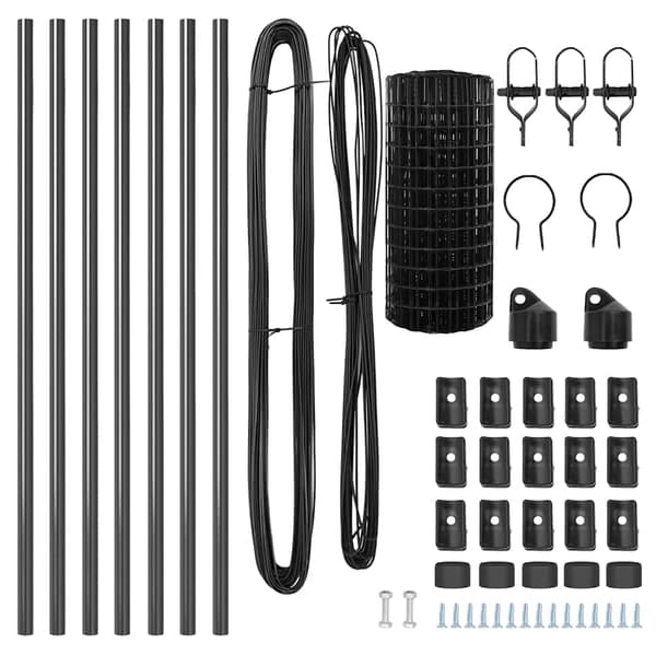 vidaXL Gjerde med stolpe Grå 0,6 x 10 m Stål og PVC