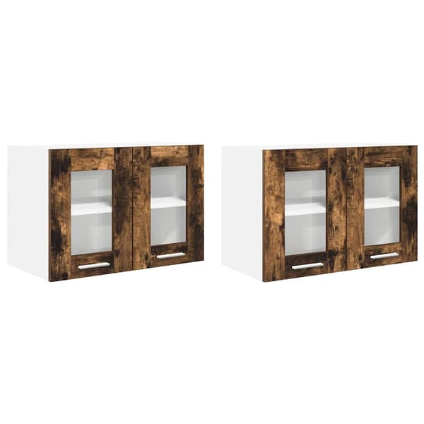vidaXL Hengende skap 2 pcs Røkt eik 60 x 31 x 40 cm Konstruert tre